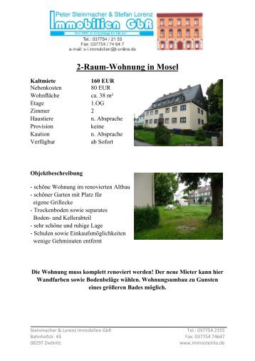 2-Raum-Wohnung in Mosel - Steinmacher & Lorenz Immobilien ...