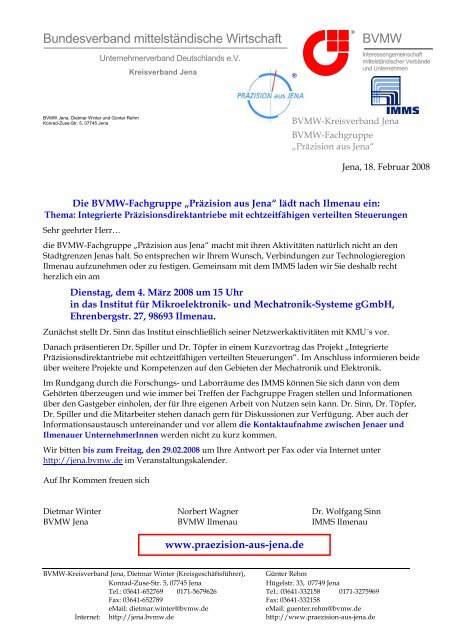 BVMW Jena, Günter Rehm und Dietmar Winter - IMMS Institut für ...