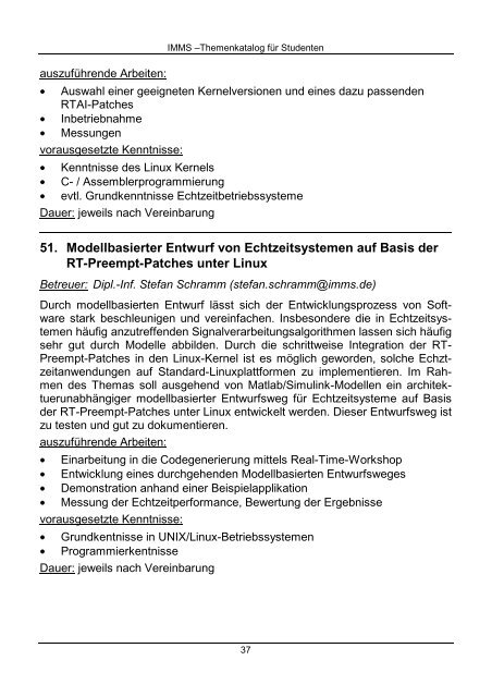 Fachpraktikum Diplom Master Bachelor - IMMS Institut für ...