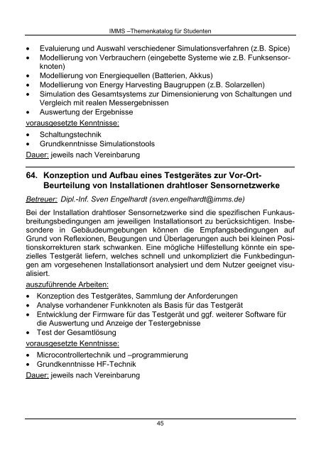 Fachpraktikum Diplom Master Bachelor - IMMS Institut für ...