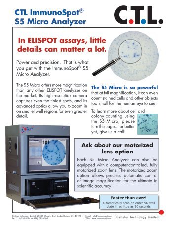 CTL ImmunoSpot® S5 Micro Analyzer - Cellular Technology, Ltd