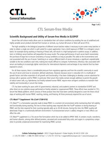 General Information CTL Serum-free Media - Cellular Technology, Ltd