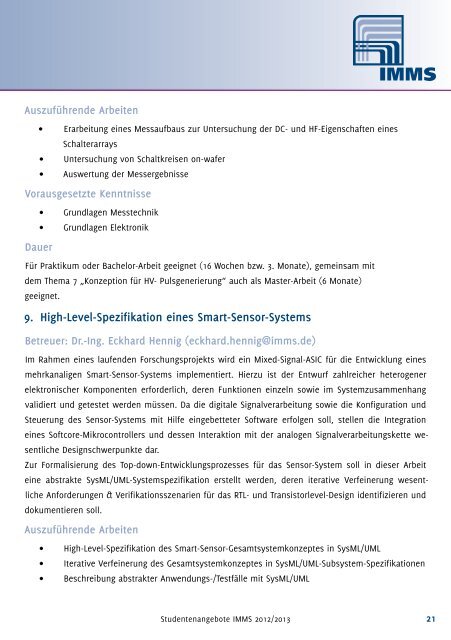 pdf-Katalog - IMMS Institut für Mikroelektronik