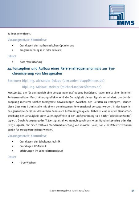 pdf-Katalog - IMMS Institut für Mikroelektronik