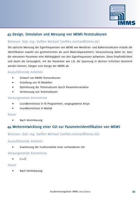 pdf-Katalog - IMMS Institut für Mikroelektronik