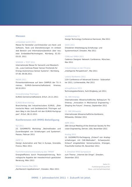 Jahresbericht 2011 - IMMS Institut für Mikroelektronik