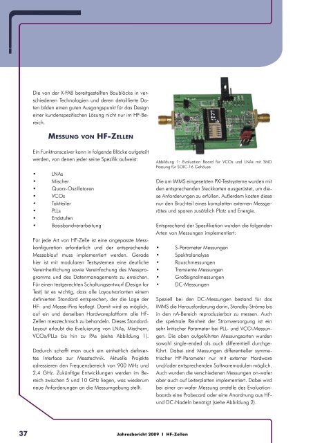 Jahresbericht 2009 - IMMS Institut für Mikroelektronik