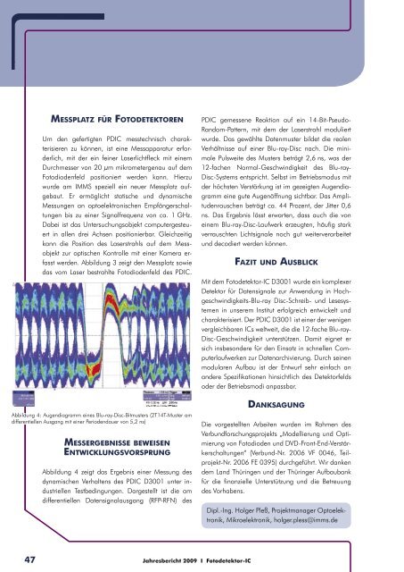 Jahresbericht 2009 - IMMS Institut für Mikroelektronik