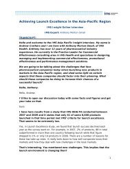 Achieving Launch Excellence in Asia-Pacific Transcript ... - IMS Health