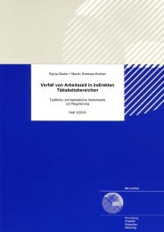 Verfall von Arbeitszeit in indirekten Tätigkeitsbereichen - IMU Institut