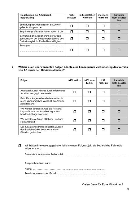 Verfall von Arbeitszeit in indirekten Tätigkeitsbereichen - IMU Institut