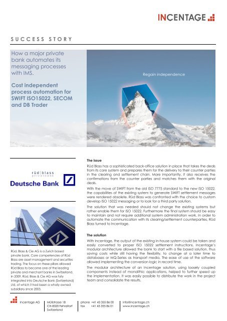 Success Story IMS at Rüd Blass - Deutsche Bank - Incentage AG