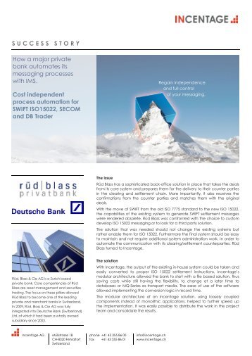 Success Story IMS at Rüd Blass - Deutsche Bank - Incentage AG