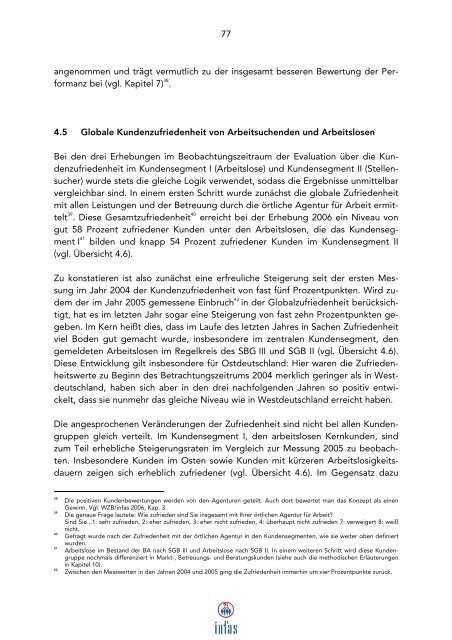 Evaluation der Maßnahmen zur Umsetzung der Vorschläge ... - Infas