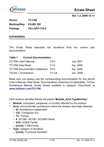 Errata Sheet - Infineon