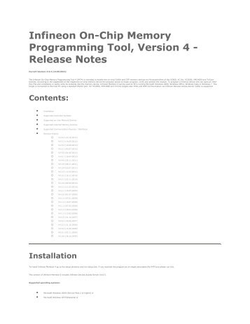 MemTool Release Notes, v4.5.4 (Release_Notes_v454.pdf) - Infineon