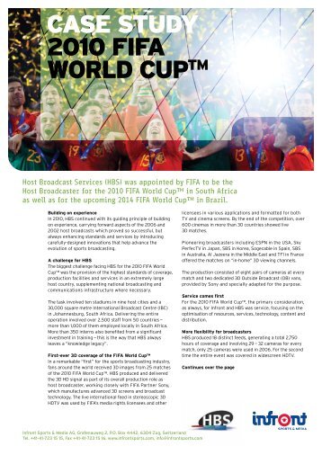 CASE STUDY 2010 FIFA WORLD CUPTM - Infront