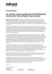 Dr. Andreas Jacobs amtierender VR-Präsident bei Infront nach Tod ...