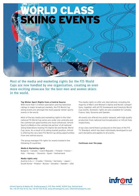 WORLD CLASS SKIING EVENTS - Infront Sports & Media