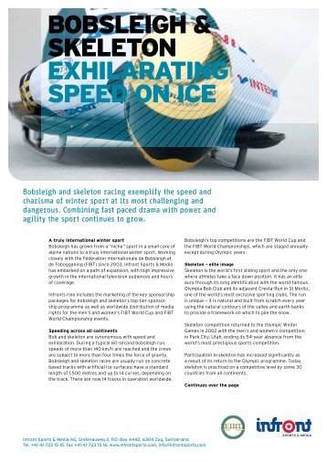 BOBSLEIGH & SKELETON EXHILARATING SPEED ON ICE - Infront