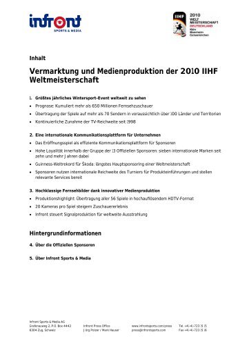 Vermarktung und Medienproduktion der 2010 IIHF Weltmeisterschaft