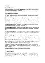 Sitzungsbericht Gemeinderatsstzung 20. Dezember 2011
