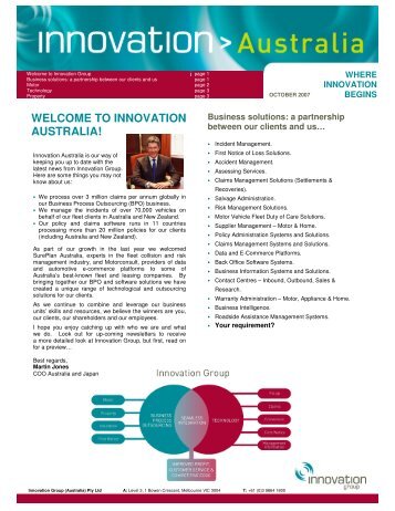 WELCOME TO INNOVATION AUSTRALIA! - Innovation Group