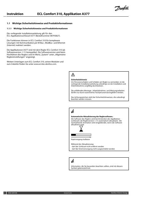 Instruktion ECL Comfort 310, Applikation A377