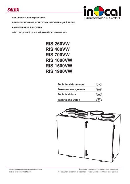 RIs 260VW RIs 400VW RIs 700VW RIs 1000VW RIs ... - Inocal