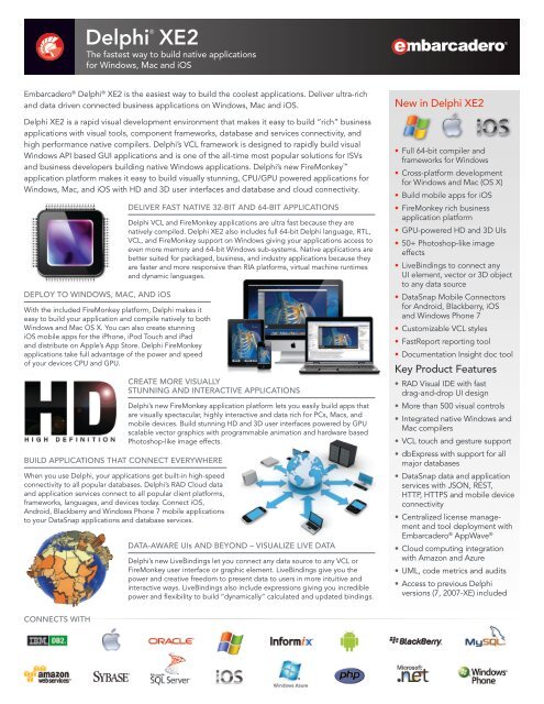 Delphi XE2 Datasheet | The fastest way to build ... - Embarcadero