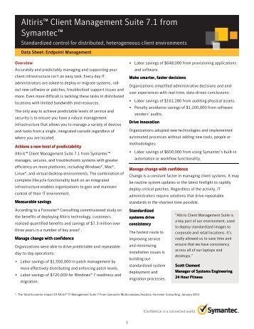 Altiris™ Client Management Suite 7.1 from Symantec - MacConnection