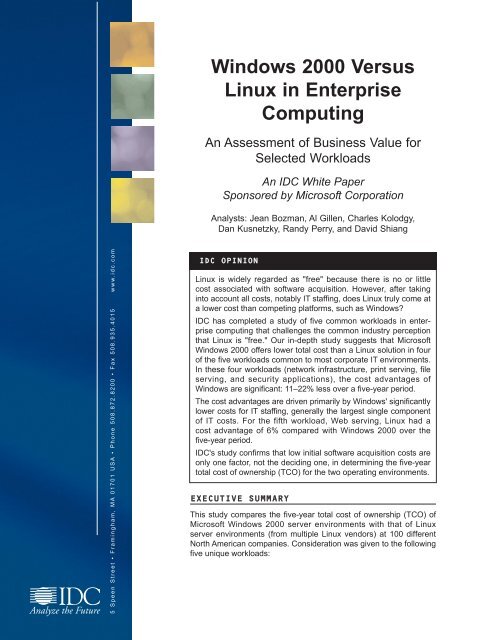 Windows 2000 Versus Linux in Enterprise Computing - Download ...
