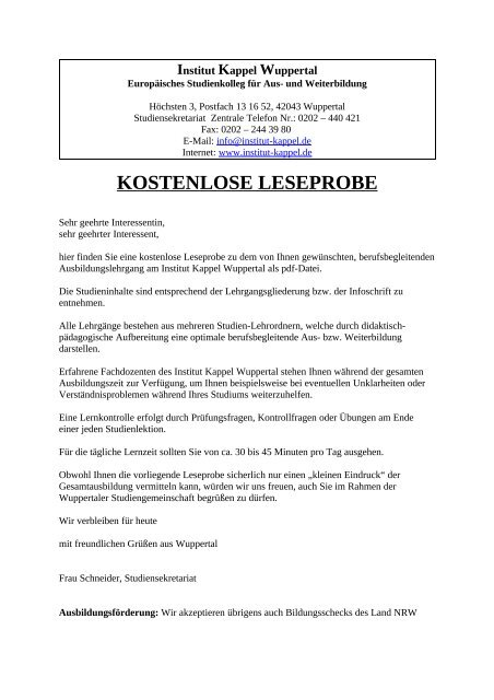 Leseprobe NLP Trainer Ausbildung.pdf - Institut Kappel