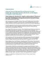 Integralis Acquires Managed Security Services Provider Secode AB