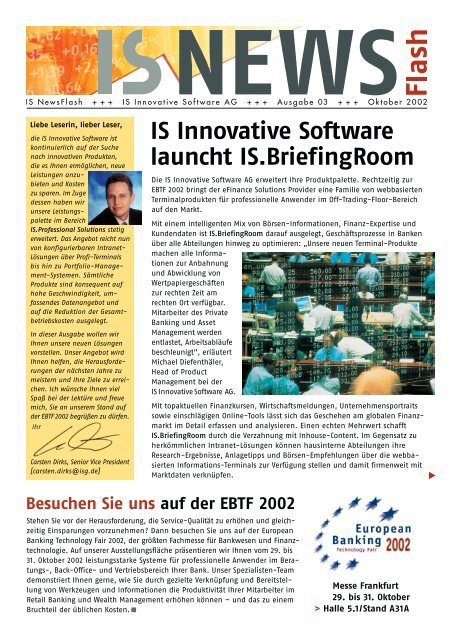 IS Innovative Software launcht IS.BriefingRoom - Interactive Data