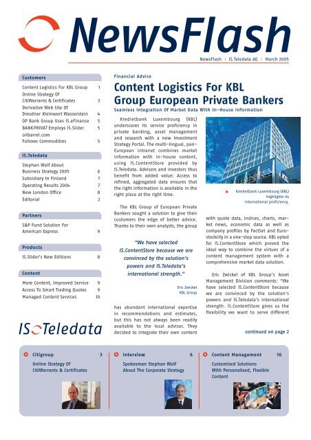 Content Logistics For KBL Group European Private Bankers