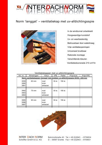 Gegevensblad - Interdachnorm Scheffler GmbH & Co. KG