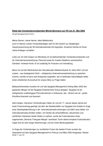 Seite 1 von 10 Rede des Vorstandsvorsitzenden Moritz Bormann zur ...