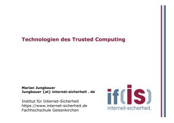 Technologien des Trusted Computing, TeleTrusT Fachkonferenz