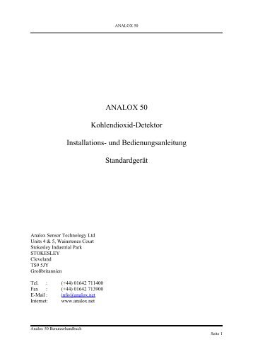 Bedienungsanleitung Analox