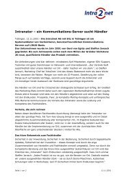 Intranator â ein Kommunikations-Server sucht HÃ¤ndler - Intra2net AG