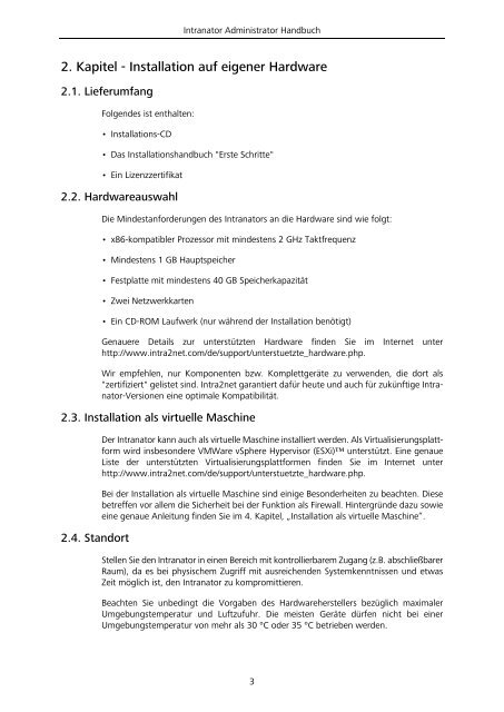 Intranator Administrator Handbuch - Intra2net AG