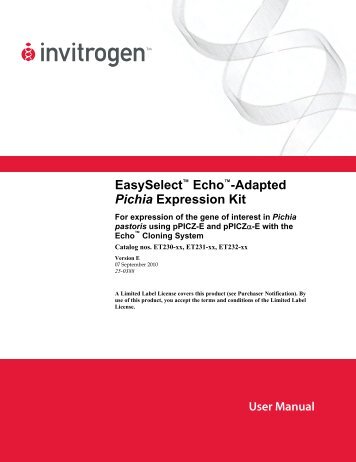 EasySelect™ Echo™-Adapted Pichia Expression Kit - Invitrogen