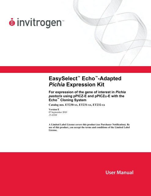 EasySelect™ Echo™-Adapted Pichia Expression Kit - Invitrogen