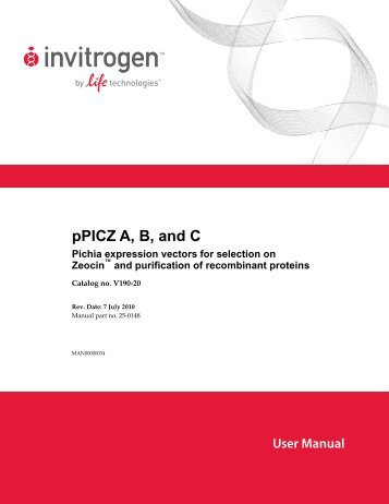 pPICZ A, B, and C - Invitrogen