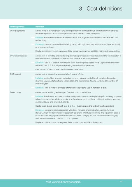 International Total Occupancy Cost Code - IPD