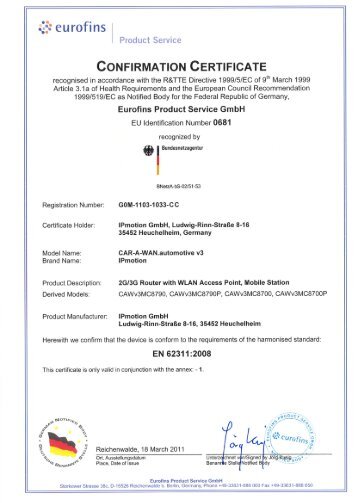 Notified Body RF Exposure Confirmation - IPmotion GmbH