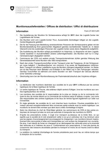 Munitionsauslieferstellen / Offices de distribution / Uffici di ...