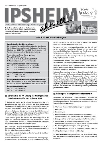 Ausgabe vom 30.01.2013 - Markt Ipsheim