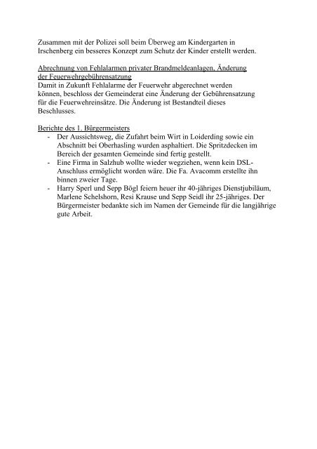 Protokoll der Gemeinderatssitzung vom 01. Oktober 2012